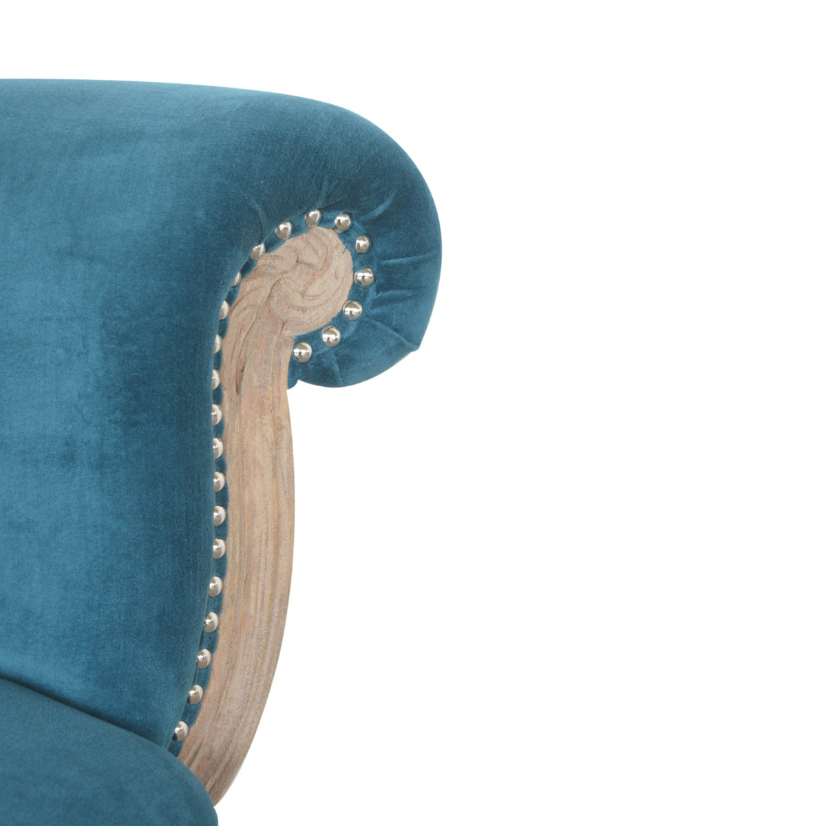 Teal Velvet Studded Chair | Cotton Velvet