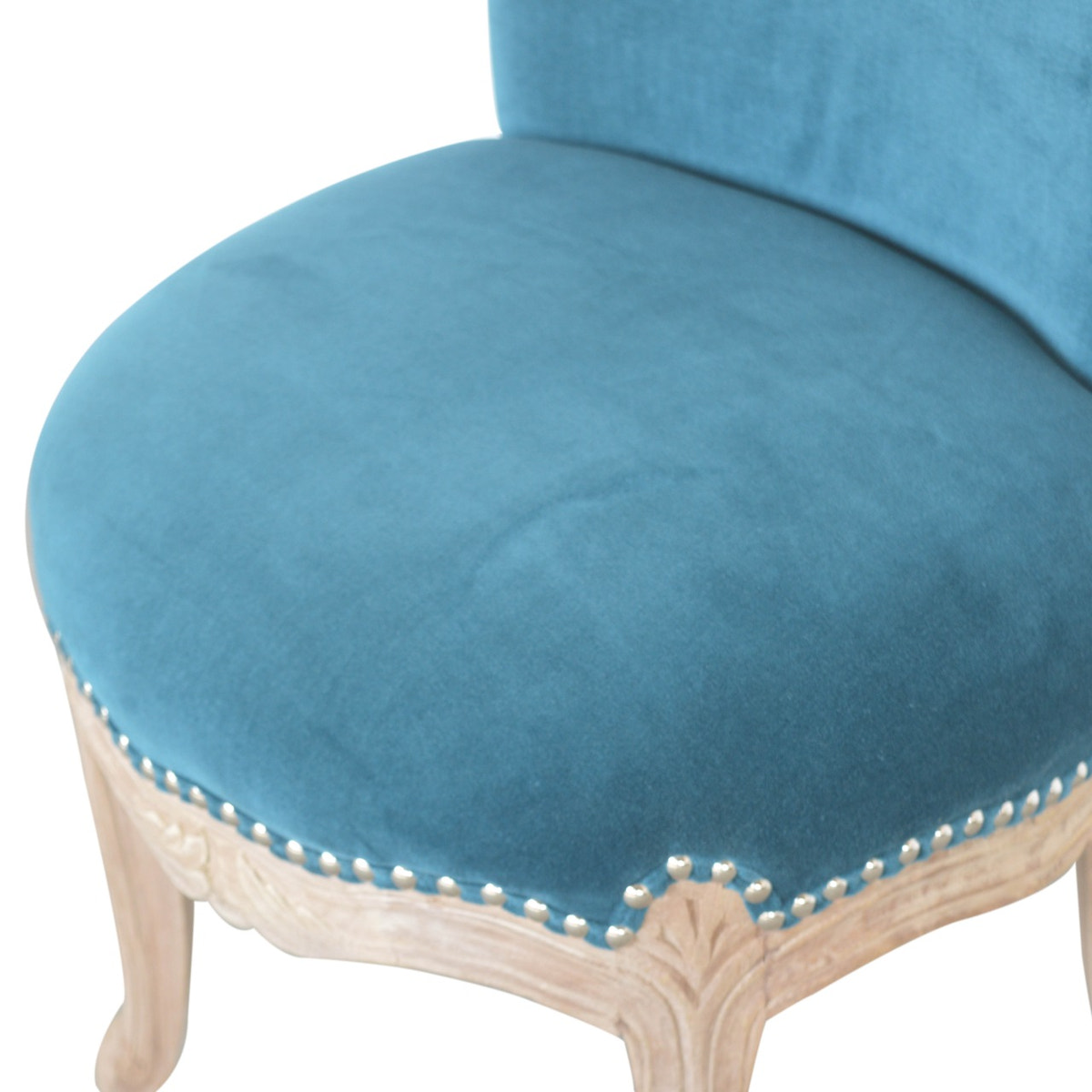 Teal Velvet Studded Chair | Cotton Velvet