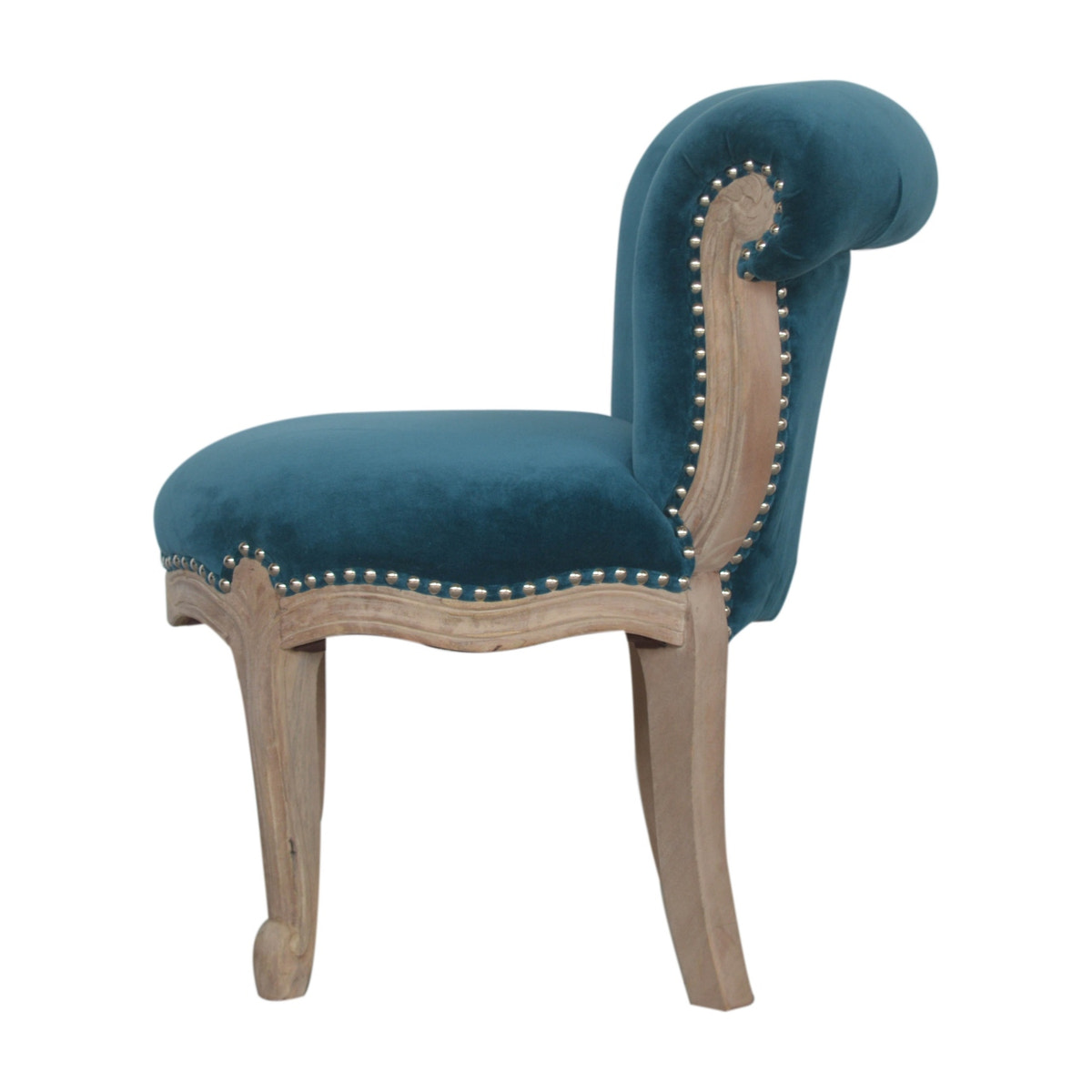 Teal Velvet Studded Chair | Cotton Velvet