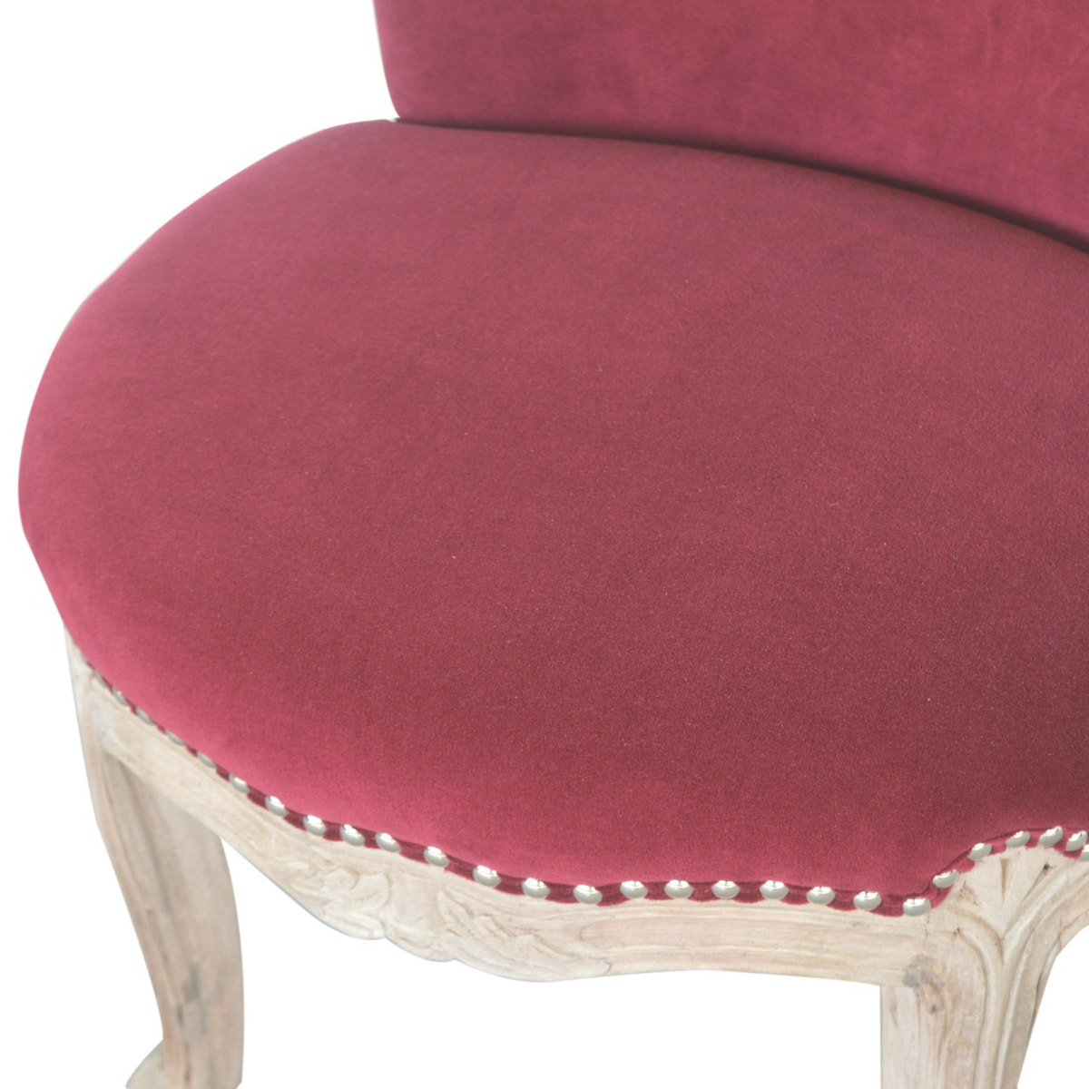 Wine Red Velvet Studded Chair | Cotton Velvet