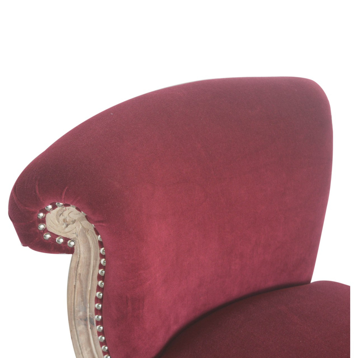 Wine Red Velvet Studded Chair | Cotton Velvet