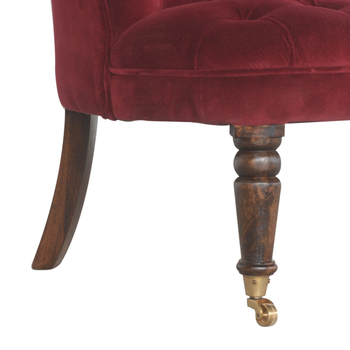 Wine Red Velvet Accent Chair | Oak-Ish