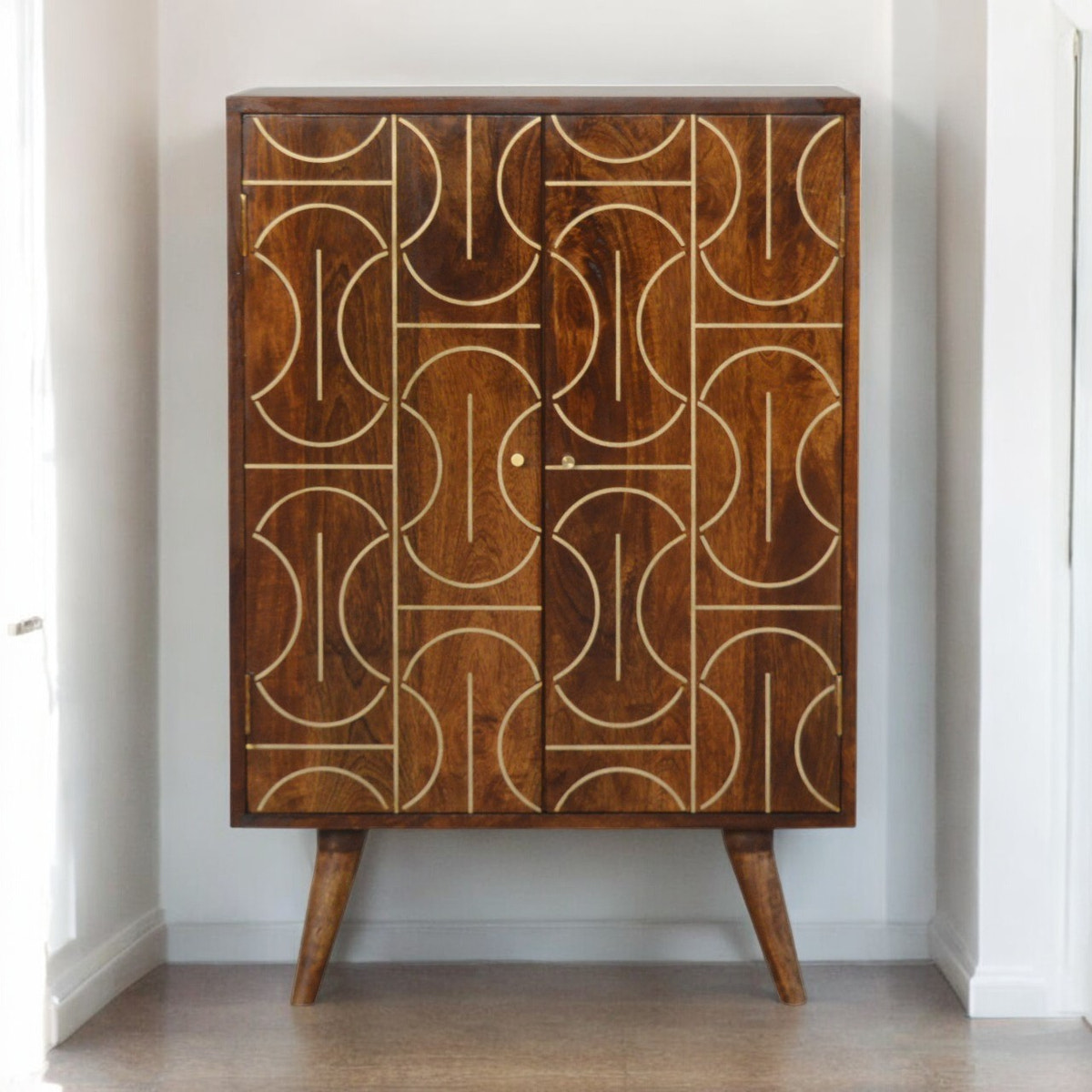 Chestnut Inlay Abstract Cabinet