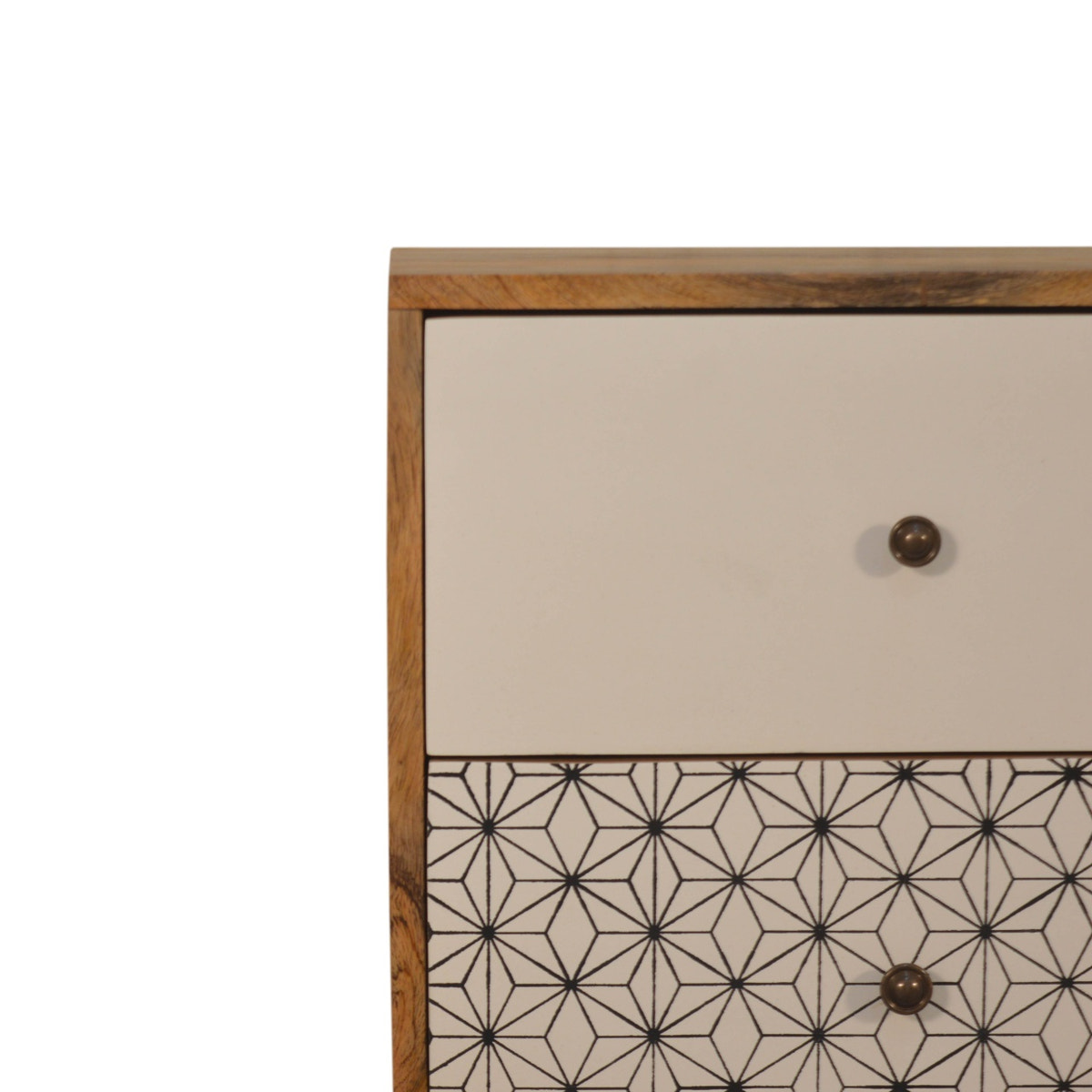 Geo Screen Printed 2 Tone Bedside Table