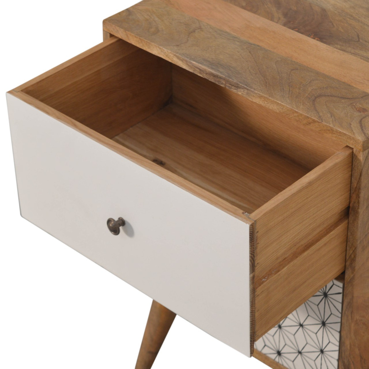 Geo Screen Printed 2 Tone Bedside Table