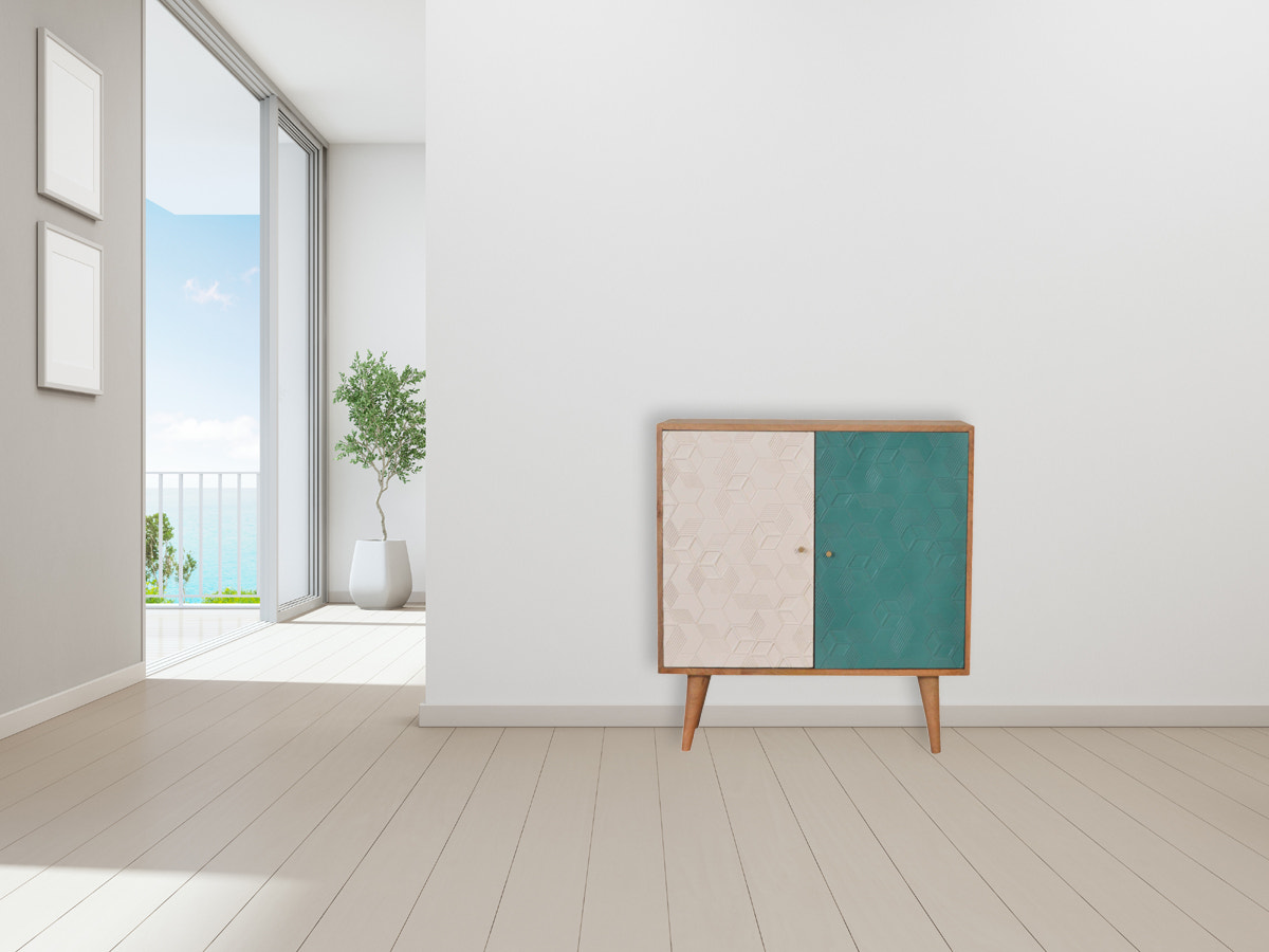 Acadia Teal and White Cabinet