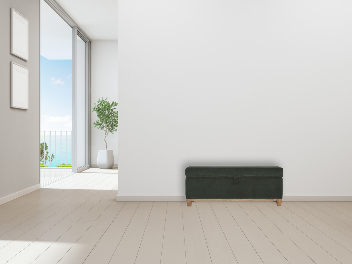 Emerald Cotton Velvet Storage Box Storage Bench | Hidden Storage
