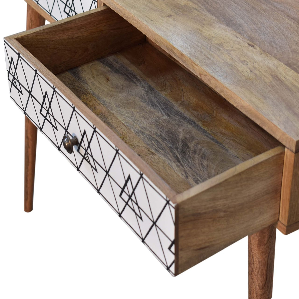 Triangular Long Console Table | Oak-Ish Solid Mango Wood