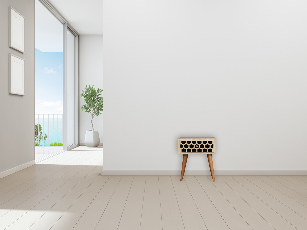 Honeycomb Bone Inlay Bedside Table