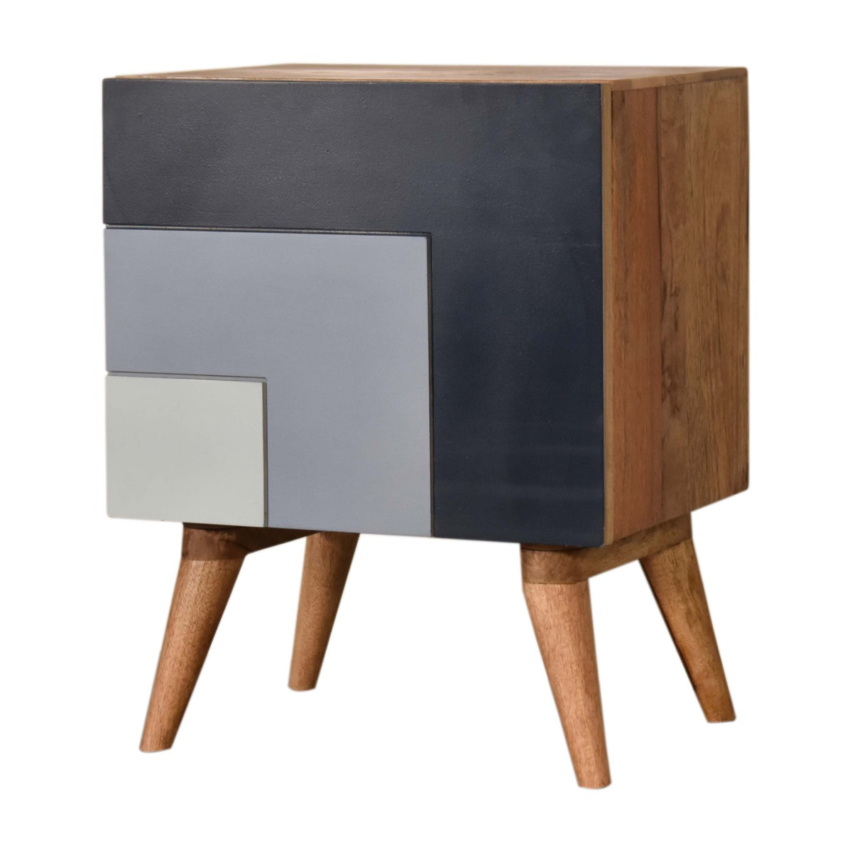 Quebec Blue Bedside Table | Hand-Painted Solid Mango Wood