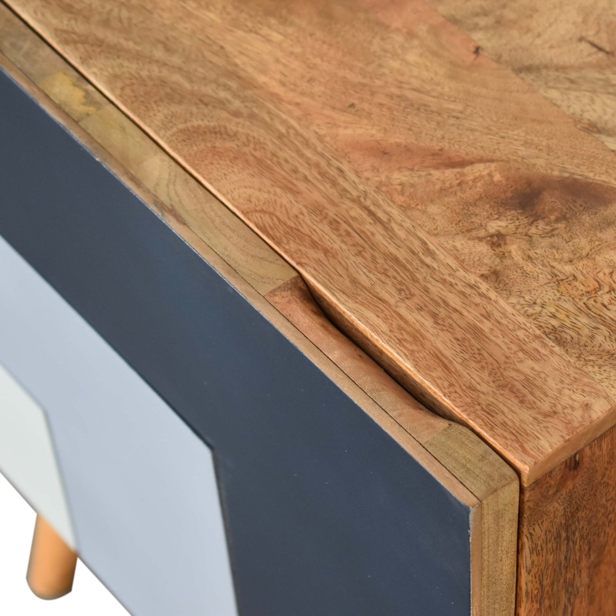Quebec Blue Bedside Table | Hand-Painted Solid Mango Wood
