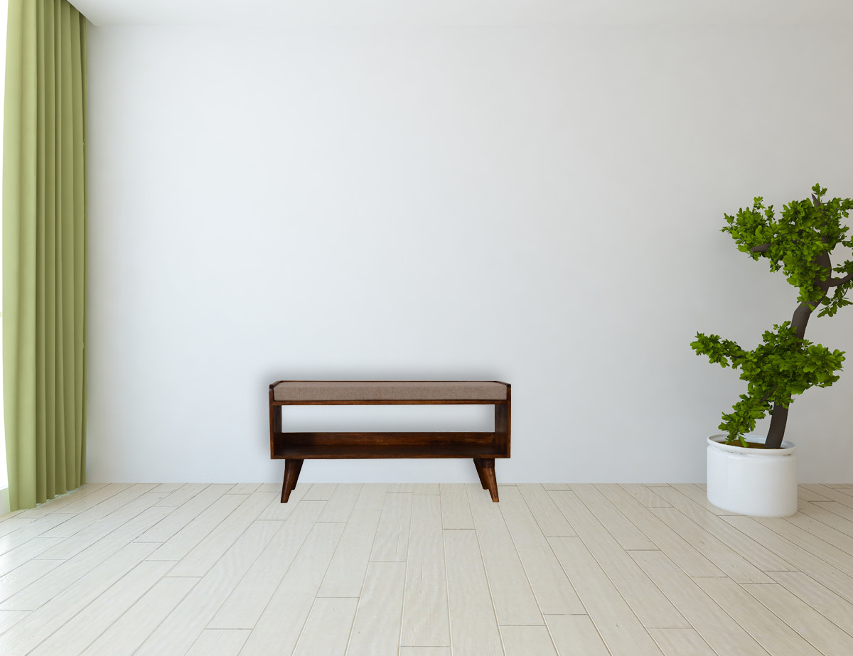 Brown Tweed Seat Pad Bench | Chestnut