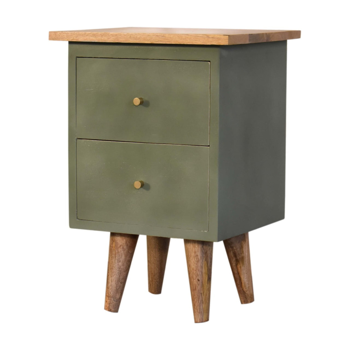 Olive Hand Painted Bedside Table
