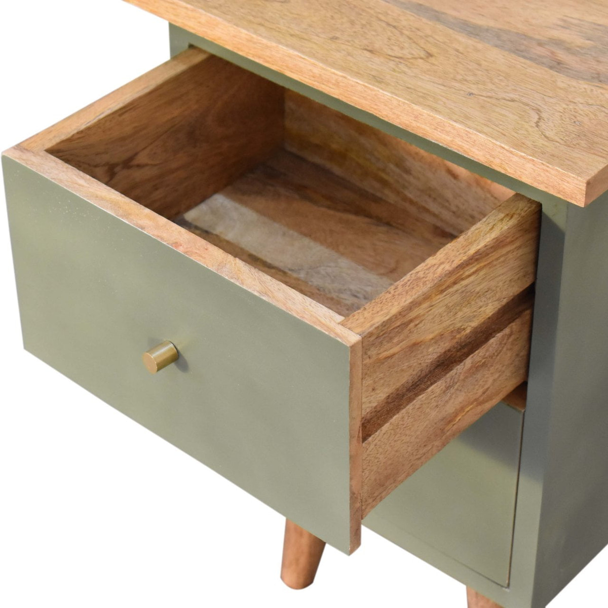 Olive Hand Painted Bedside Table