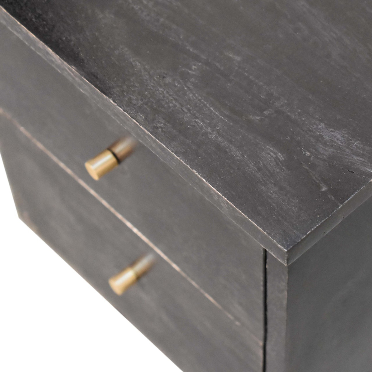 Black Hand Painted Bedside Table | Oak-Ish Mango Wood