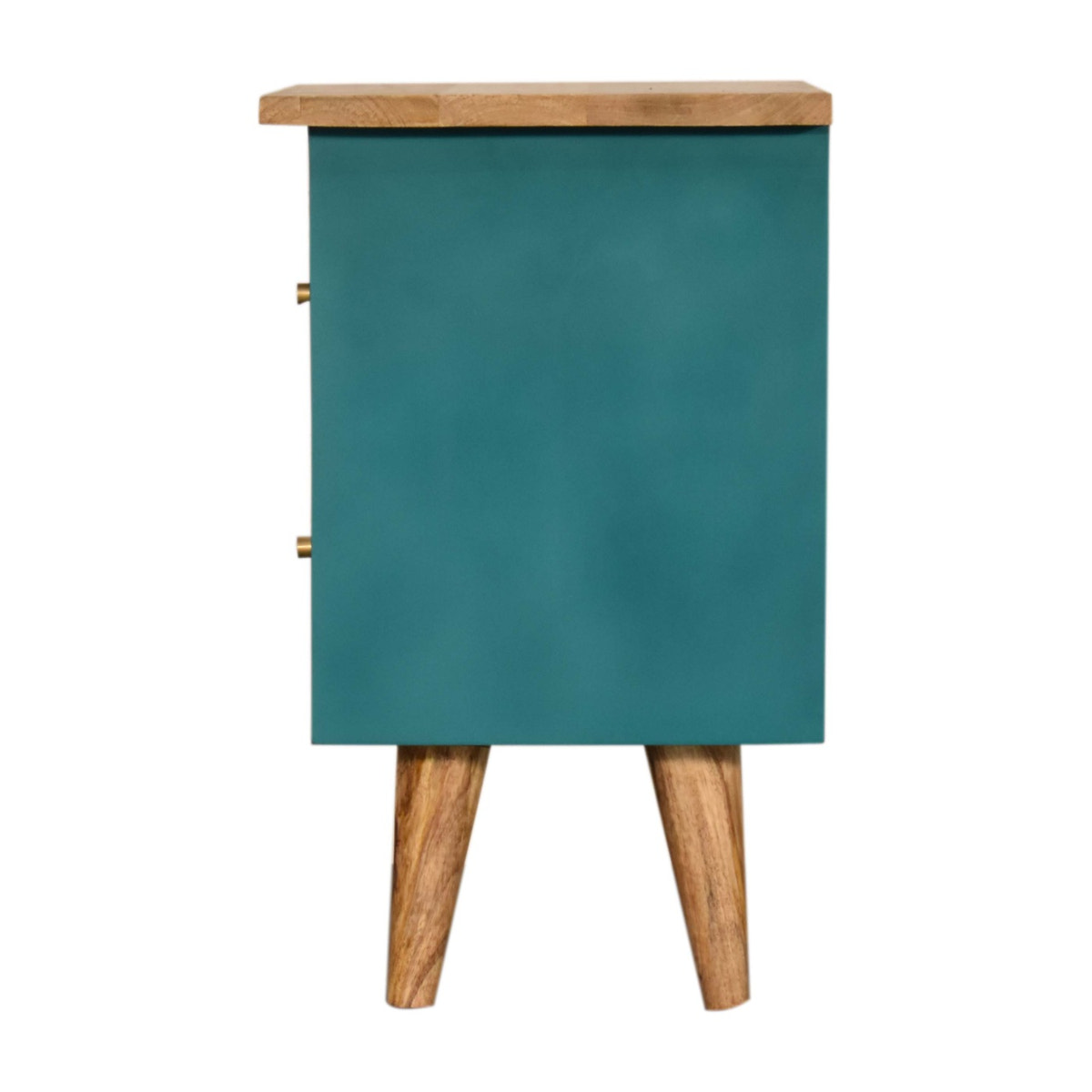 Teal Hand Painted Bedside Table | Oak-Ish Mango Wood