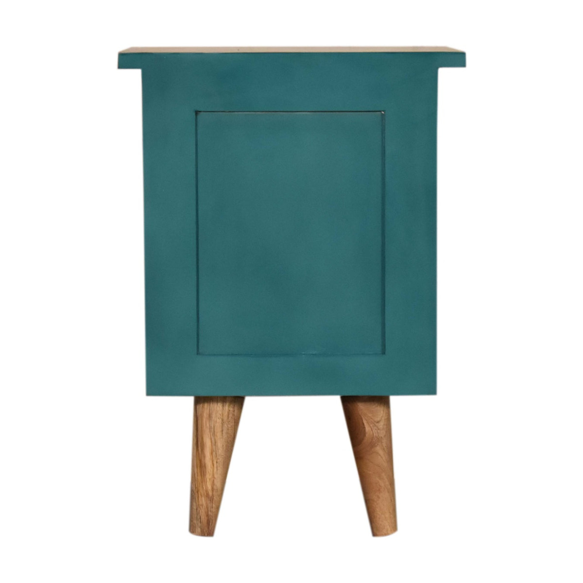 Teal Hand Painted Bedside Table | Oak-Ish Mango Wood