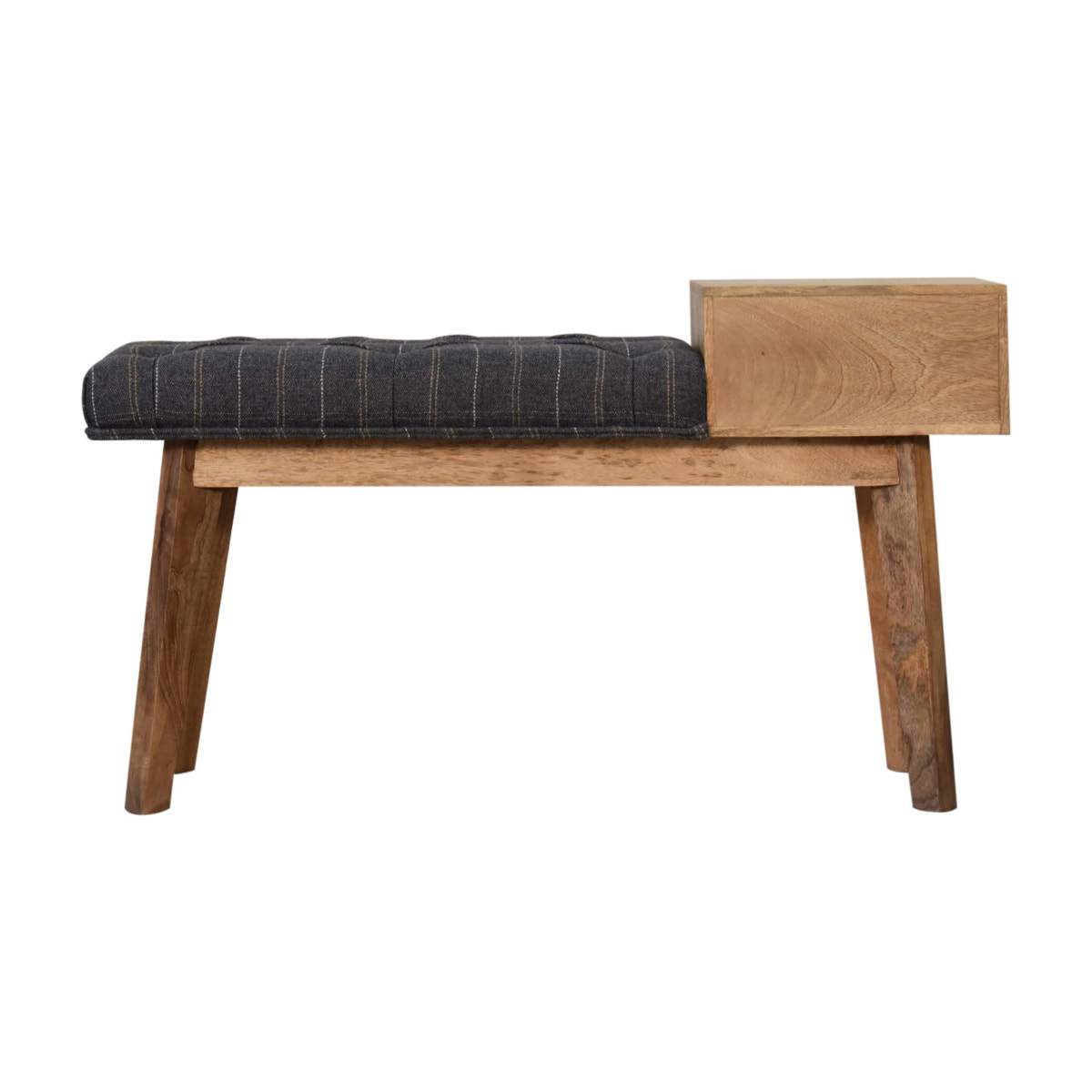 Pewter Tweed Bench with 1 Drawer