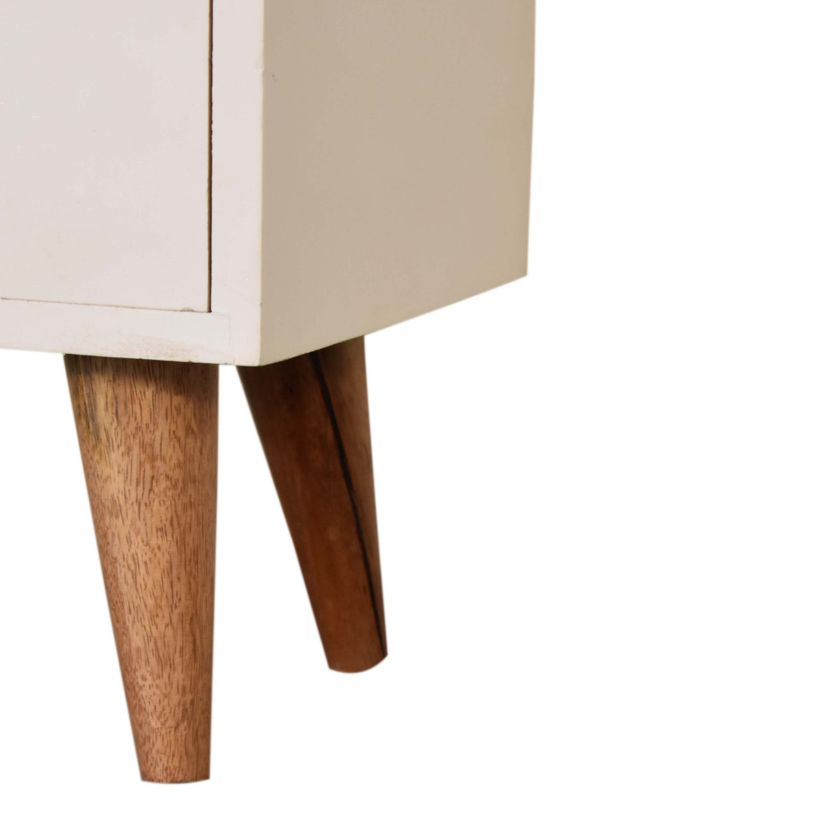 White Hand Painted Bedside Table | Oak-Ish Solid Mango Wood