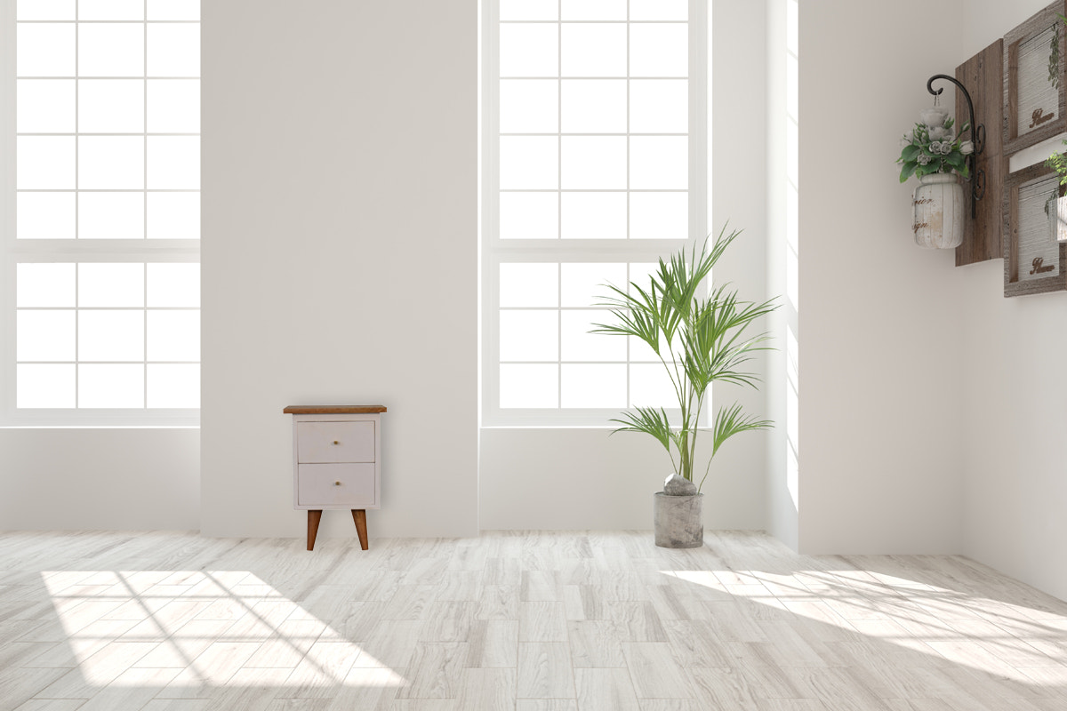 White Hand Painted Bedside Table | Oak-Ish Solid Mango Wood