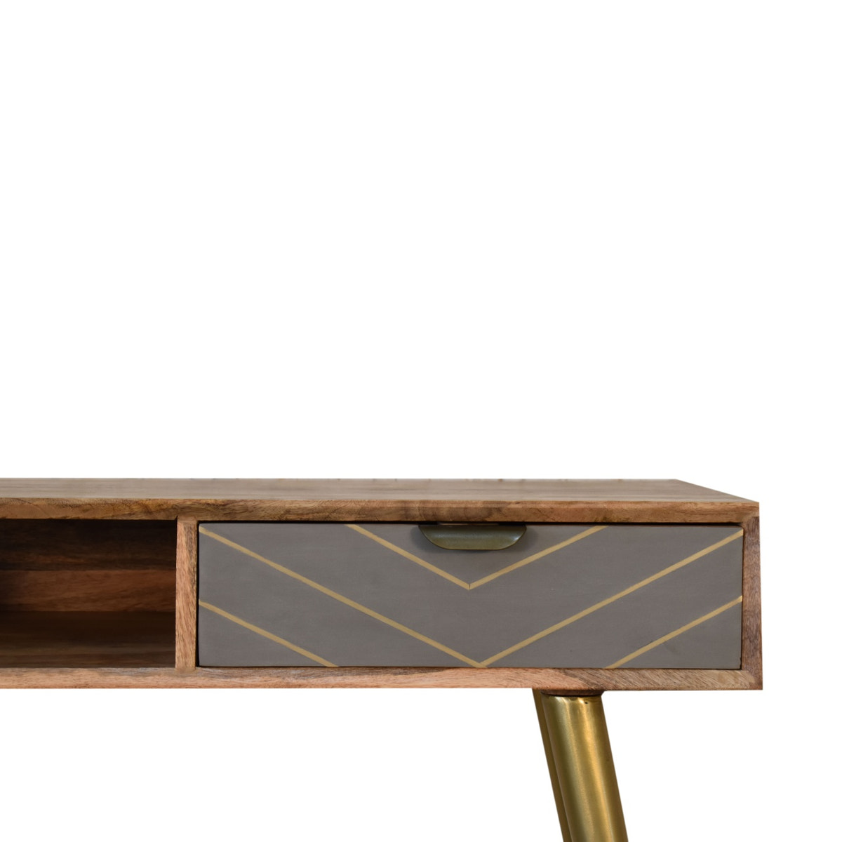 Cement Brass Cable Writing Desk | Oak-Ish Mango Wood