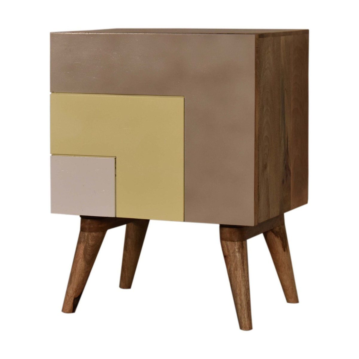 Quebec Yellow Bedside Table | Hand-Painted Mango Wood