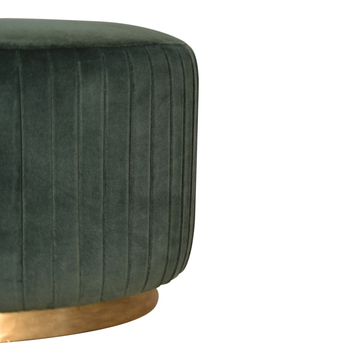 Emerald Velvet Pleated Footstool | Cotton Velvet