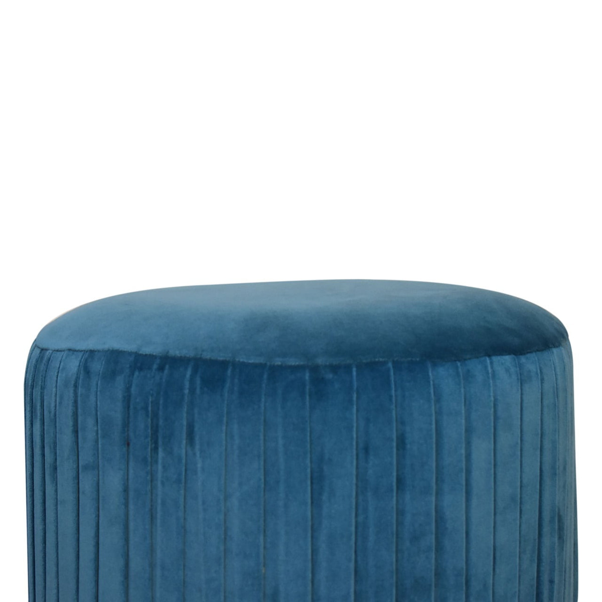Teal Velvet Pleated Footstool | Cotton Velvet
