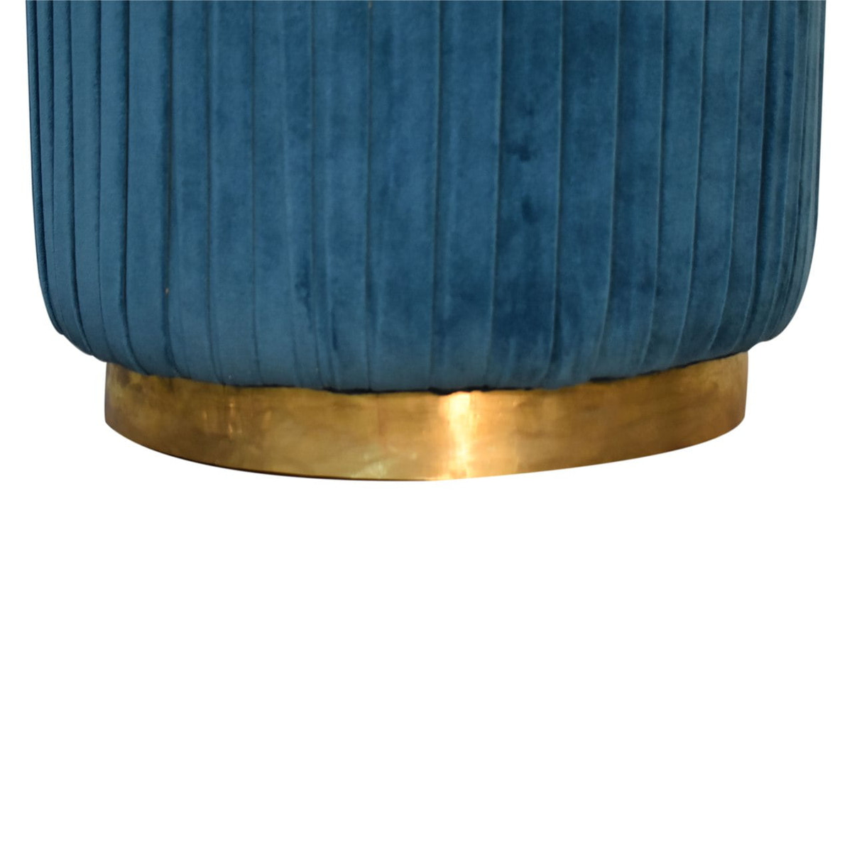 Teal Velvet Pleated Footstool | Cotton Velvet