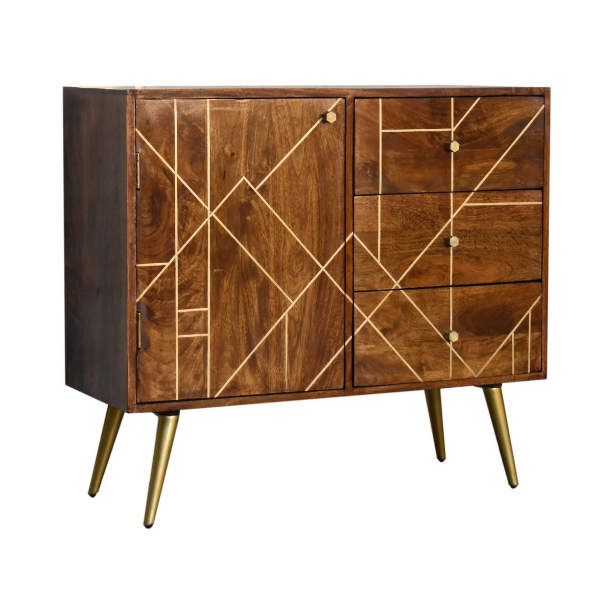 Chestnut Inlay Abstract Sideboard Chest of Drawers