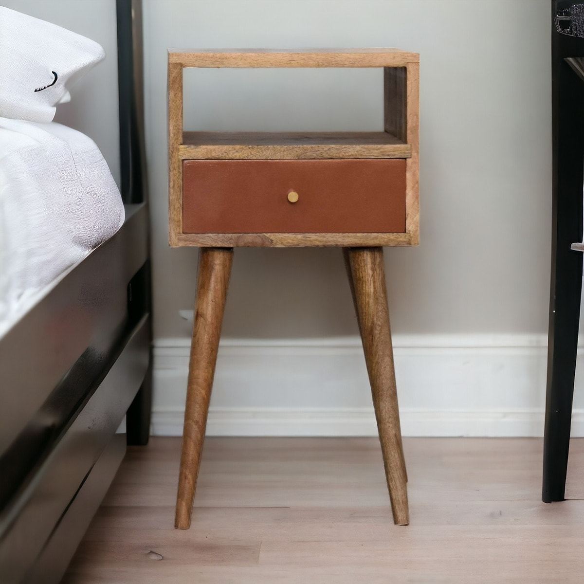 Mini Brick Red Hand Painted Bedside Table