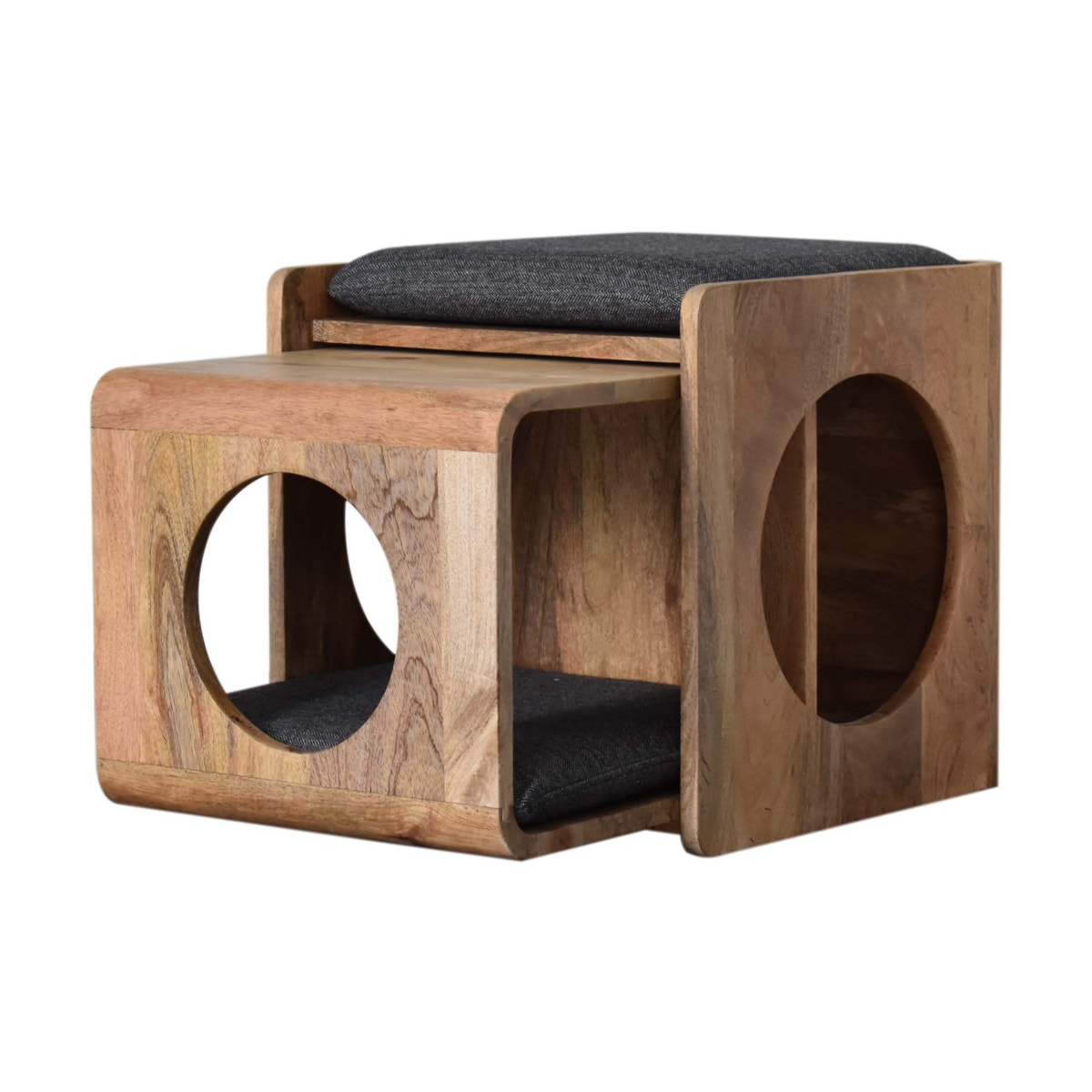 Round Cut-out Pet Bed with Seat Pad | Tweed