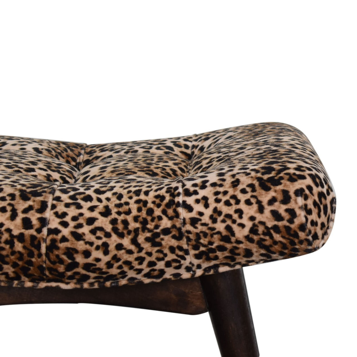 Leopard Print Curved Bench | Cotton Velvet
