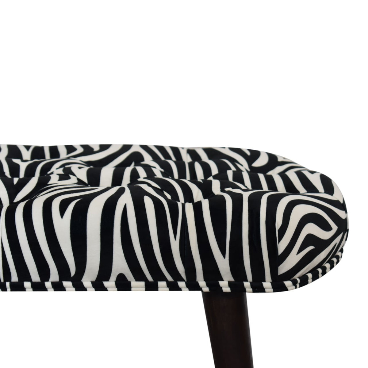 Zebra Print Deep Button Bench | Cotton Velvet