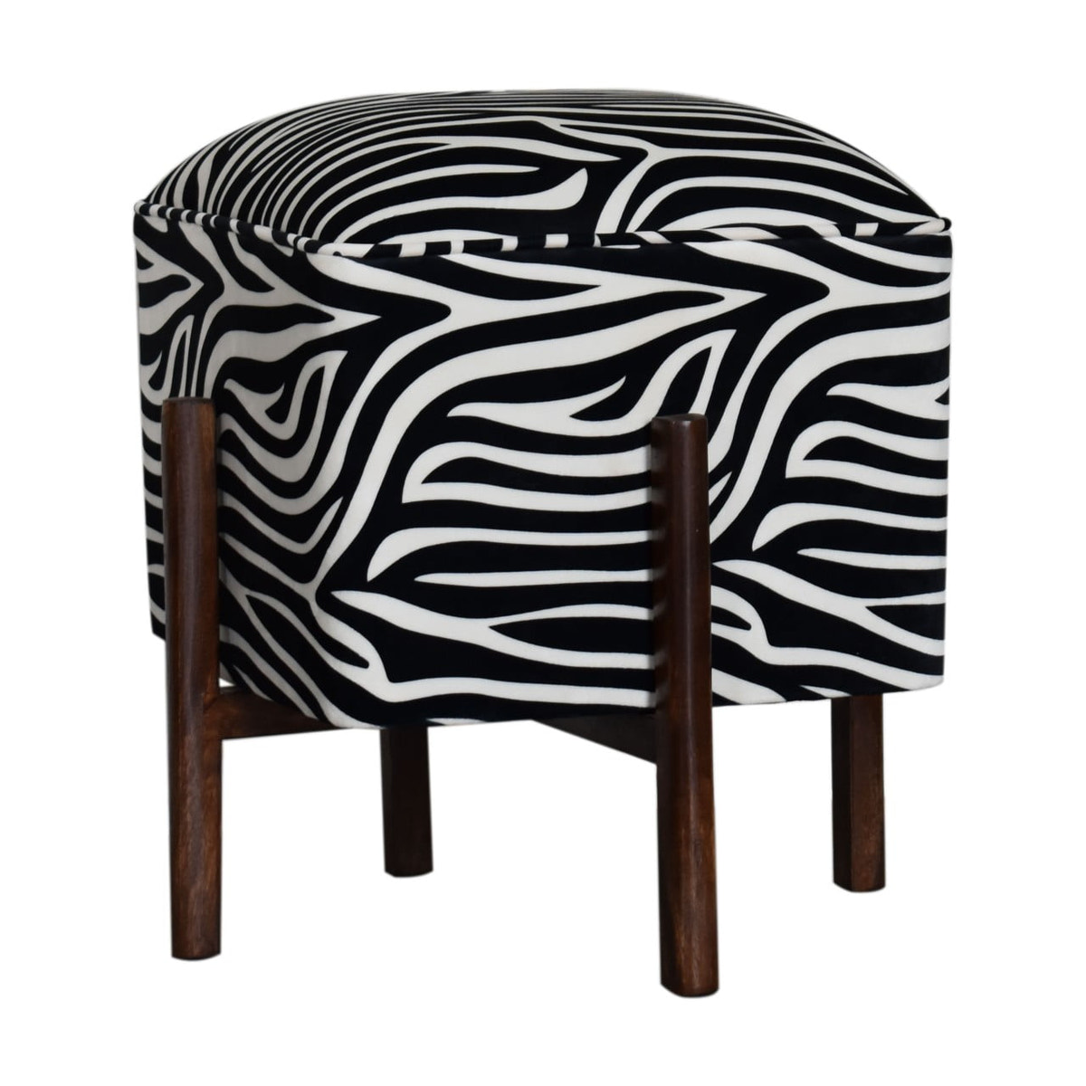 Zebra Footstool | Velvet
