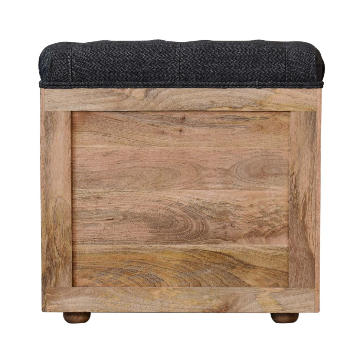 Mini Black Shoe Storage Footstool | Tweed Hidden Storage