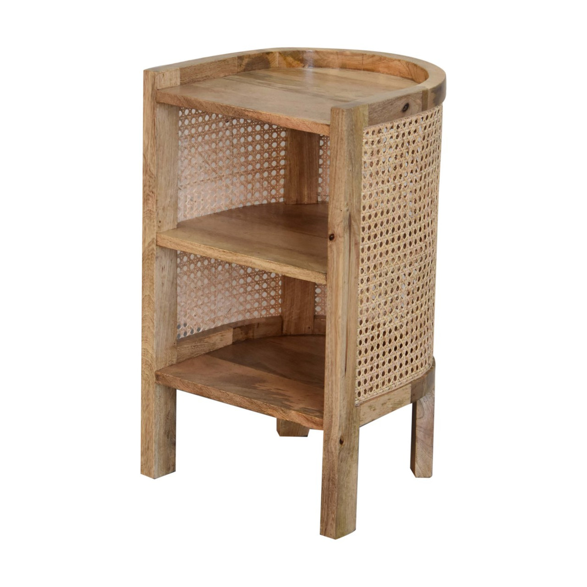 Larissa Open Mini Bedside Table | Oak-Ish Mango Wood Open Shelf