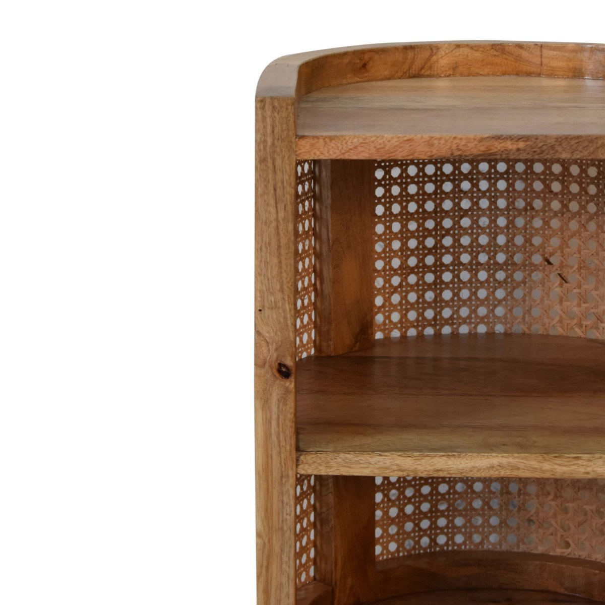 Larissa Open Mini Bedside Table | Oak-Ish Mango Wood Open Shelf