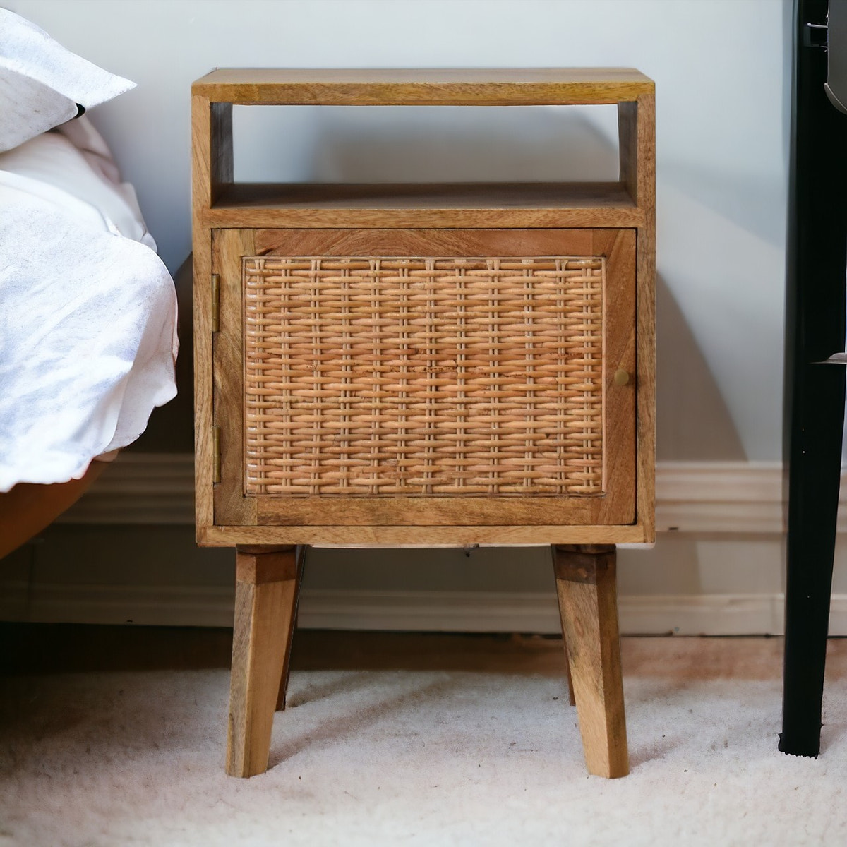 Knit Door Bedside Table | Oak Rattan