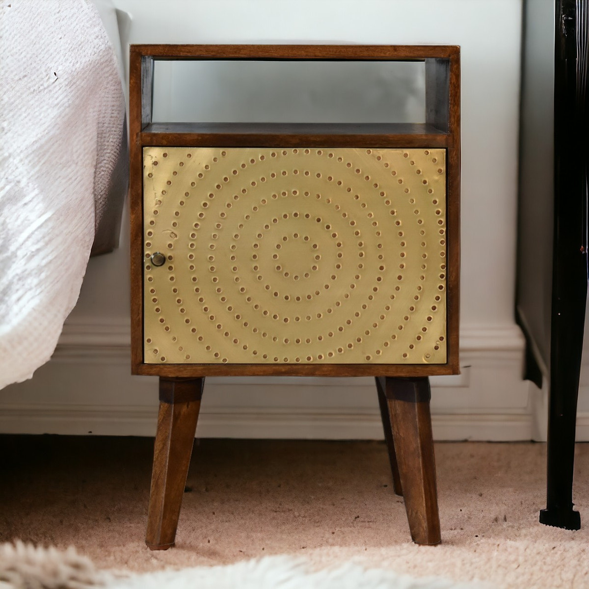 Zen Bedside Table | Chestnut Solid Mango Wood