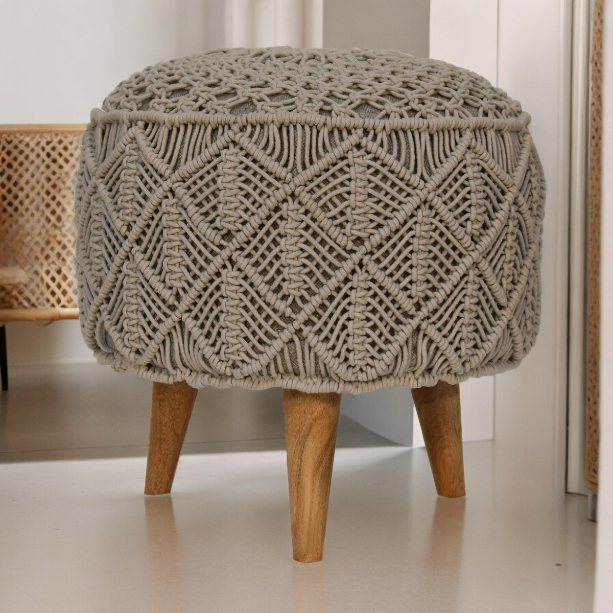 Crotchet Grey Footstool