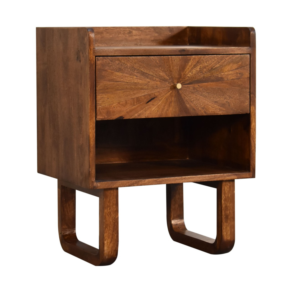 U-Chestnut Sunrise Open Bedside Table | Open Shelf