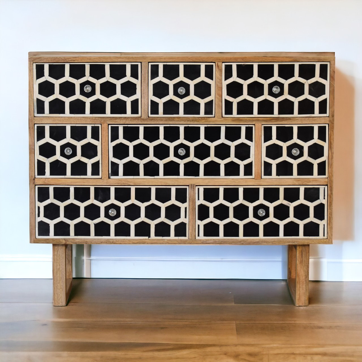 U-Shape Bone Inlay Chest of Drawers