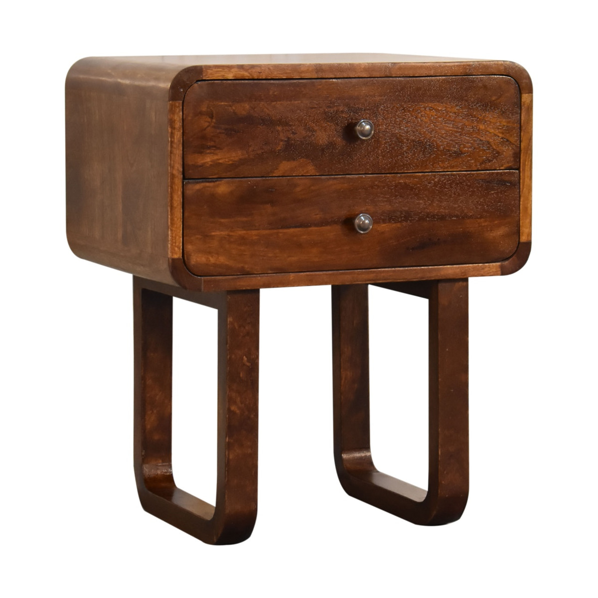 U-Curved Chestnut Bedside Table