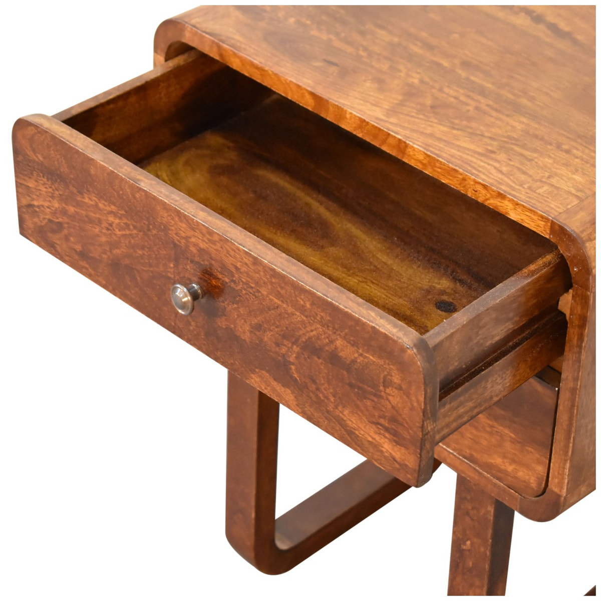 U-Curved Chestnut Bedside Table