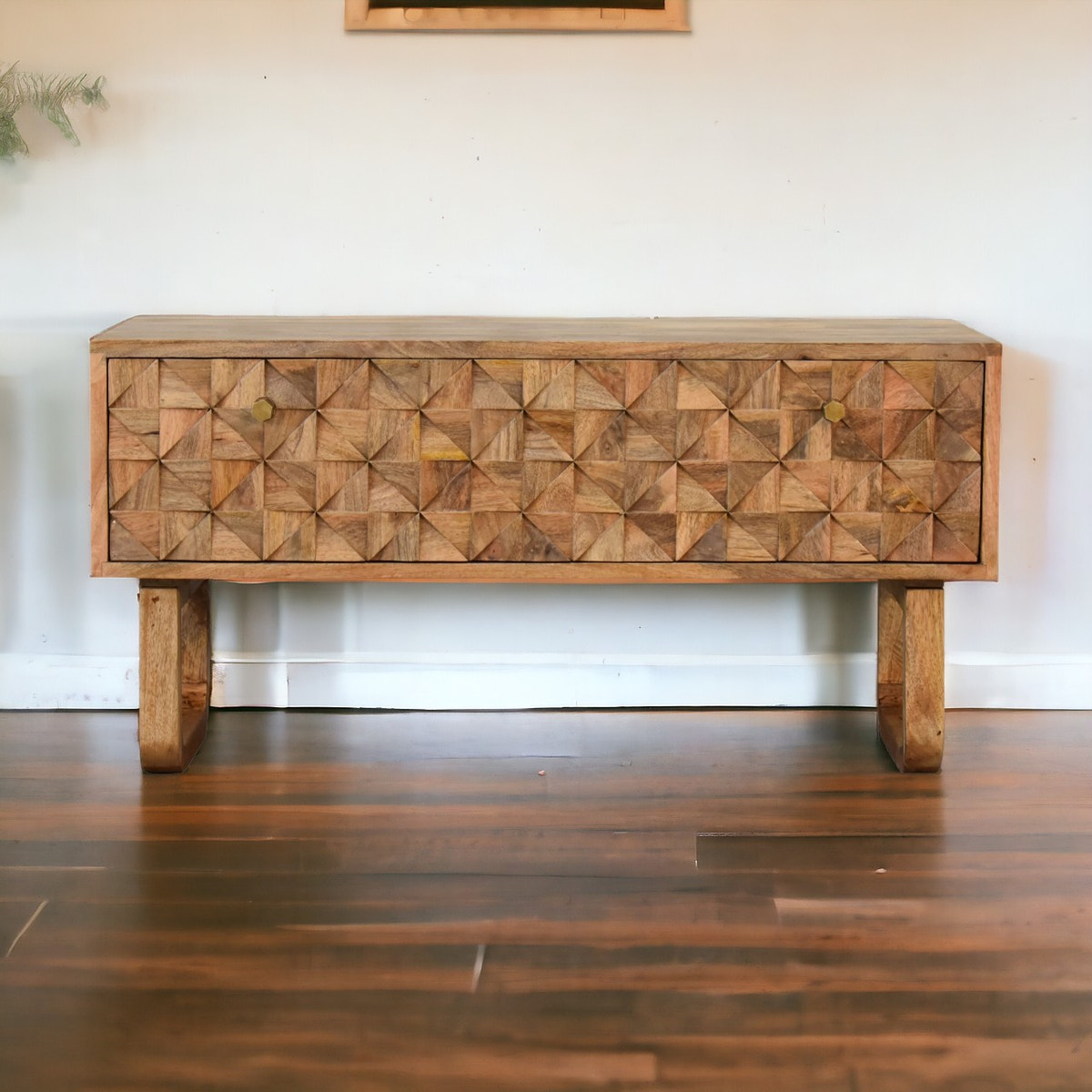 'U' Oak-ish Pineapple Bench | Hand-Carved