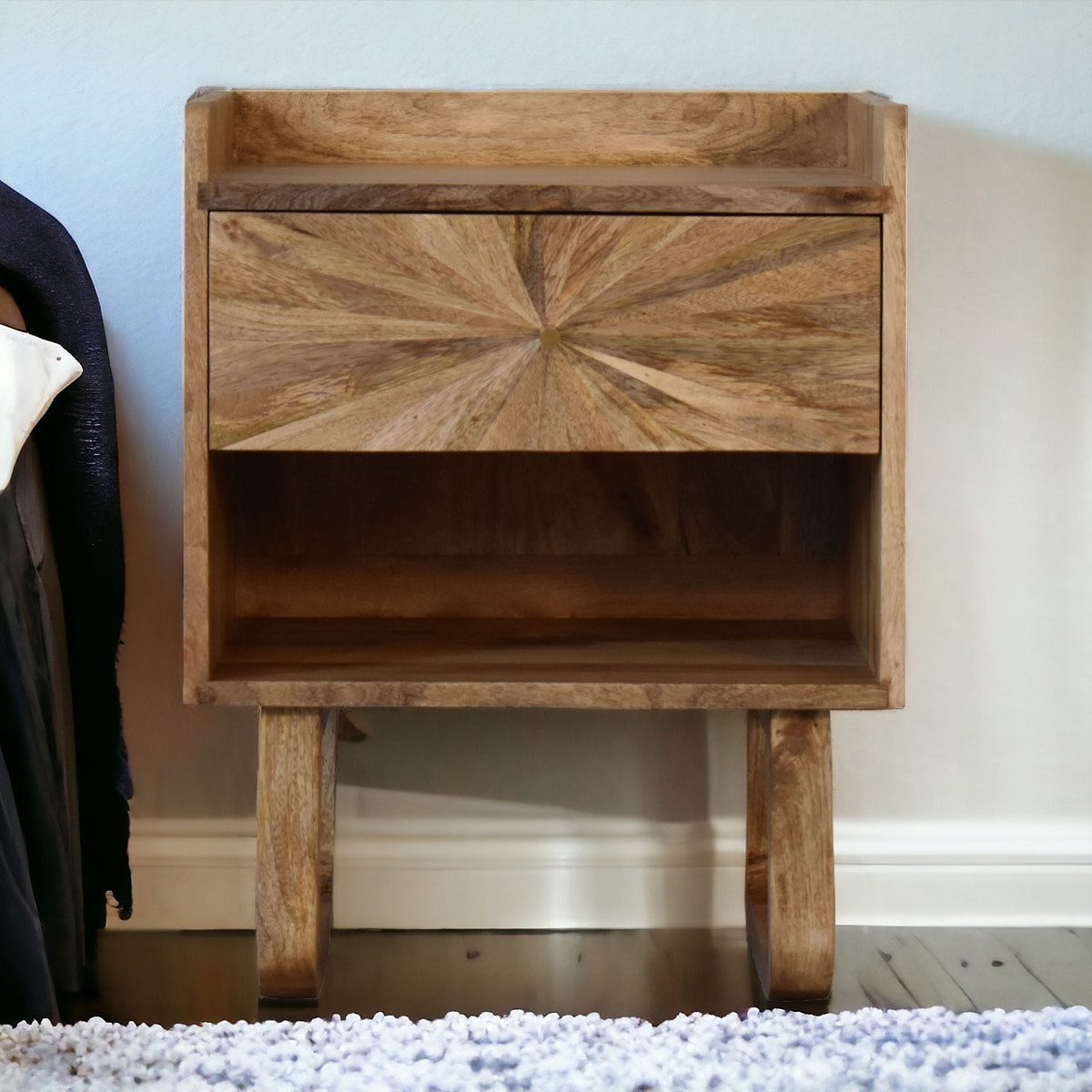 U-Shape Sunrise Open Slot Bedside Table