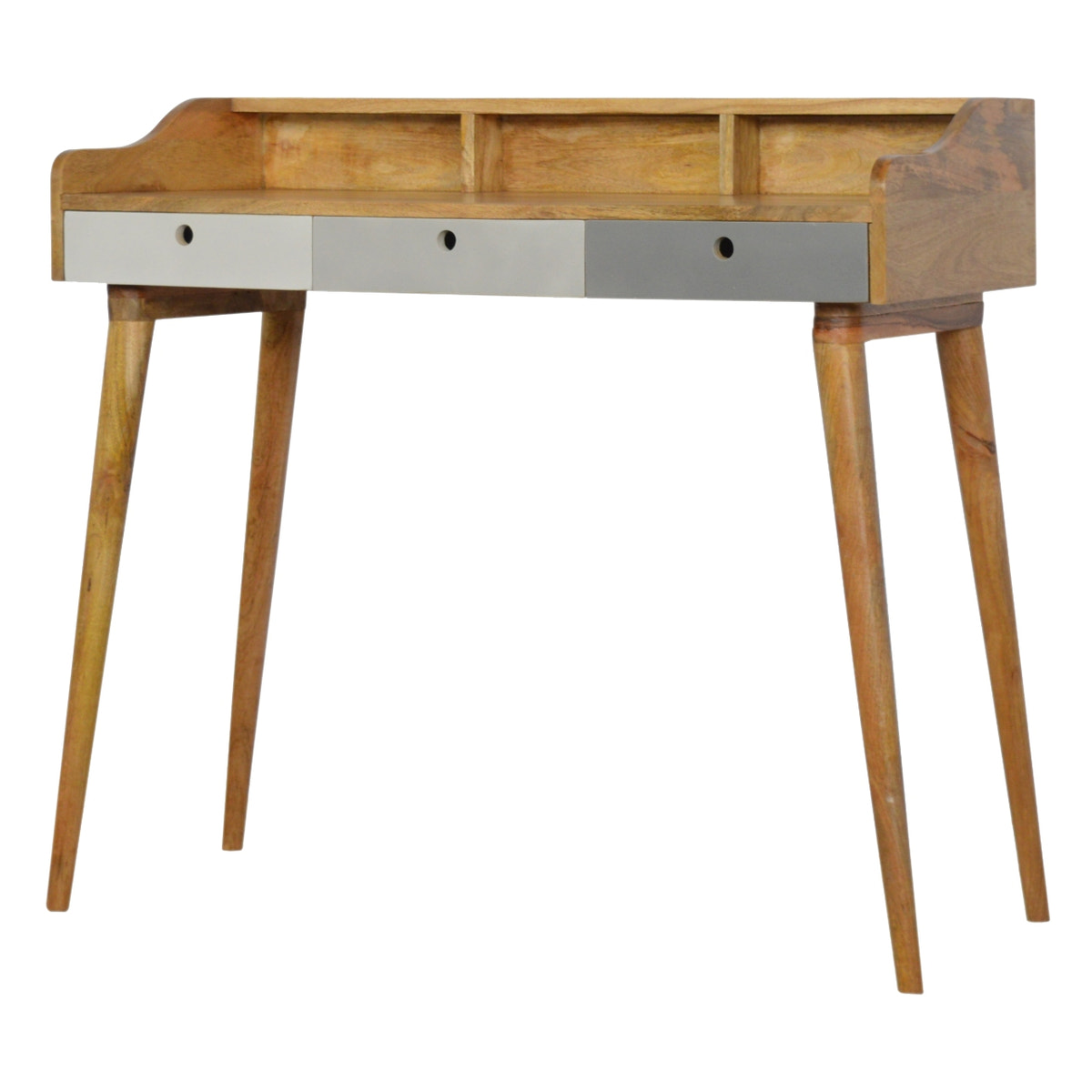 Grey Gallery Writing Desk | Oak Solid Mango Wood