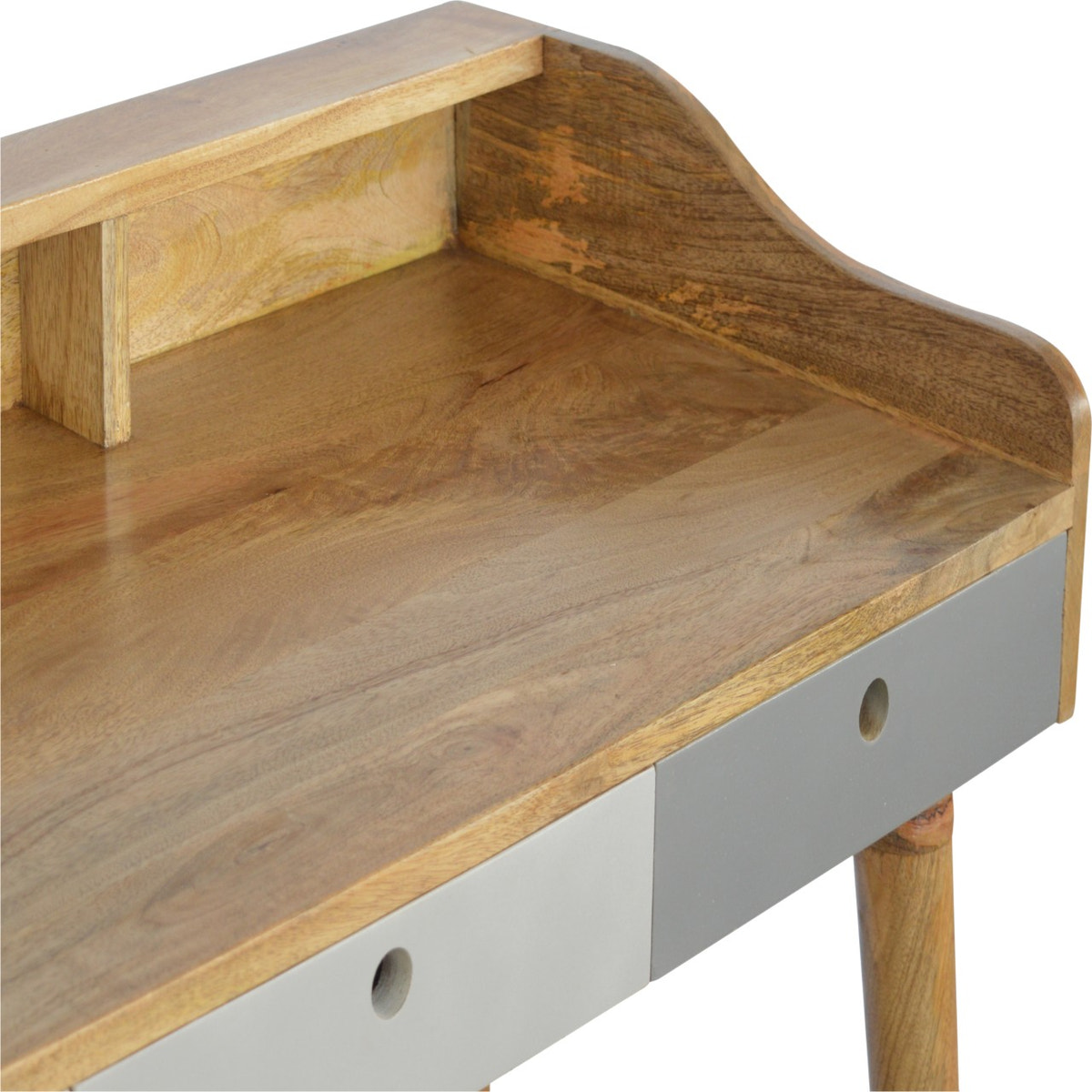 Grey Gallery Writing Desk | Oak Solid Mango Wood