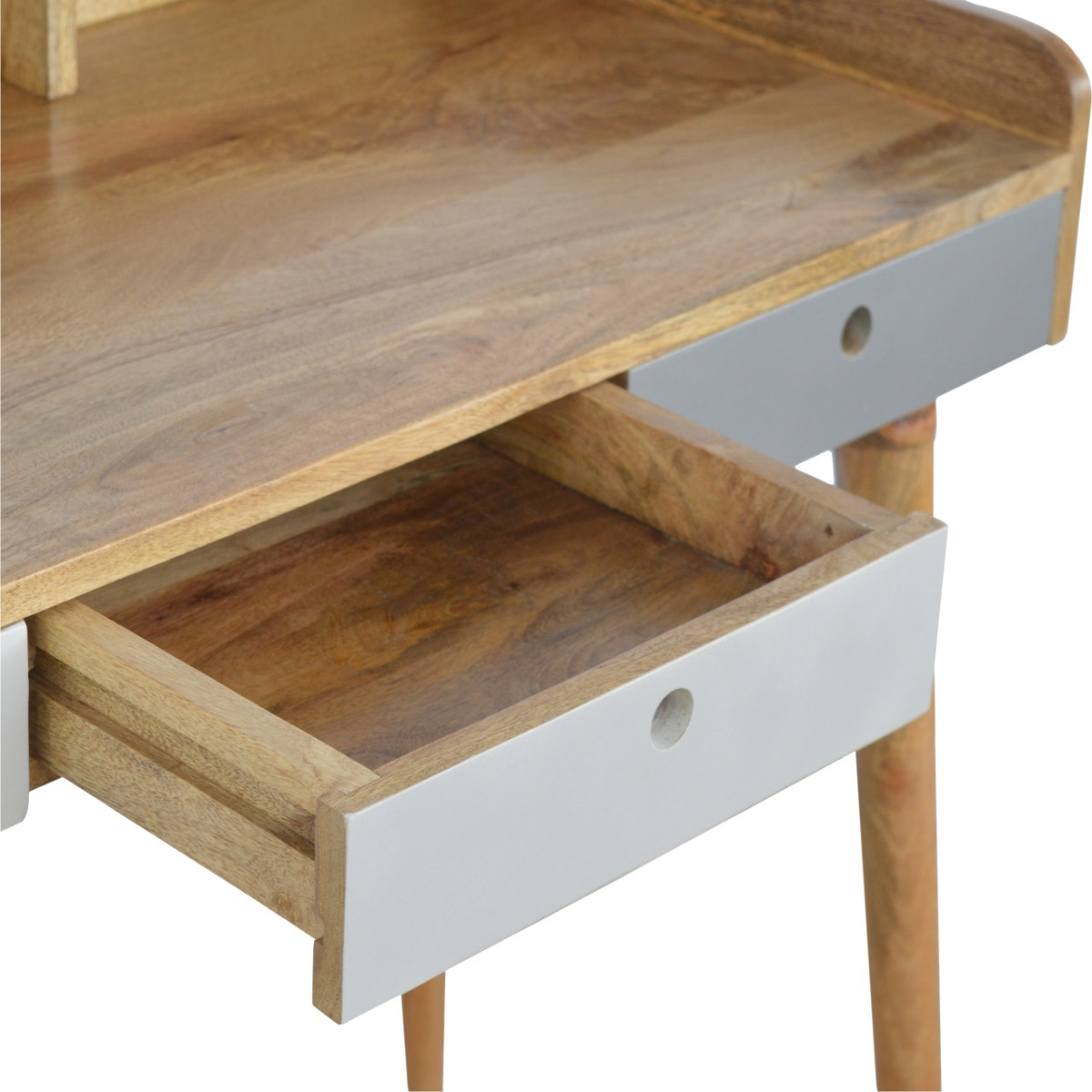 Grey Gallery Writing Desk | Oak Solid Mango Wood